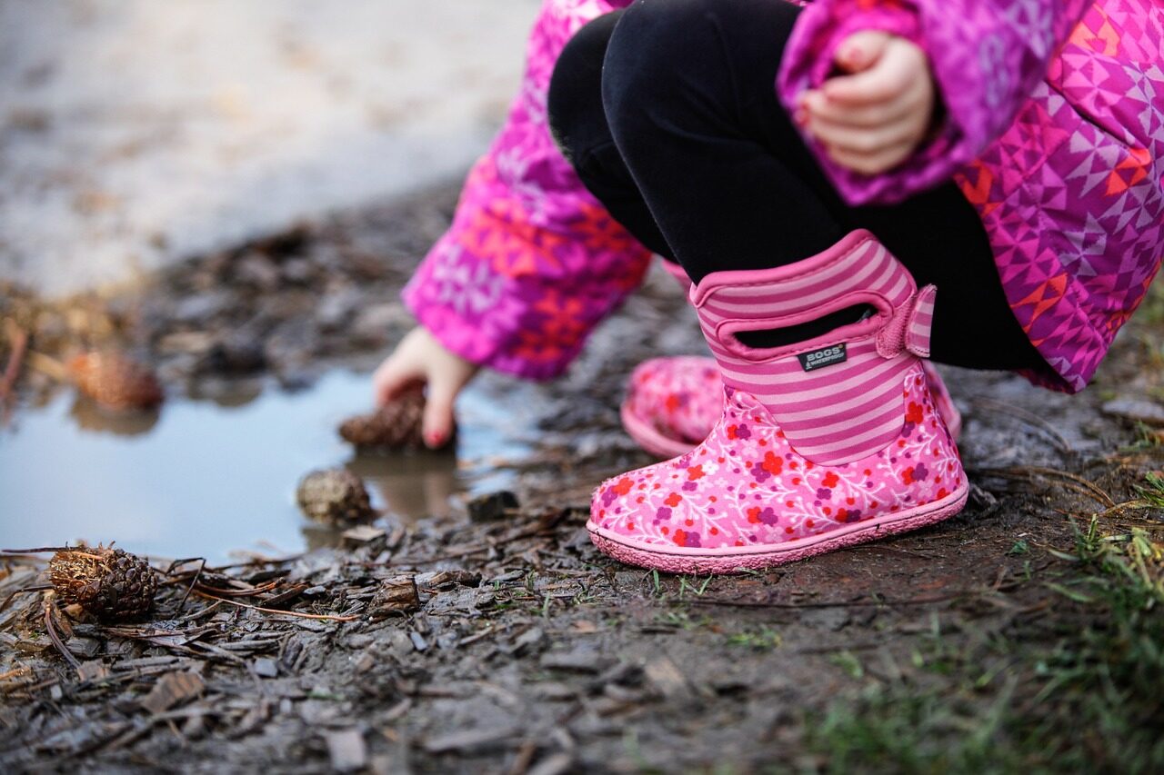 Photo by mooredaledaycamp puddle, cute child, fall, outdoors, boots, play, mud